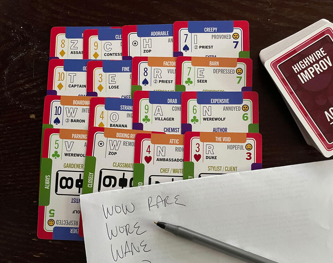 Playing a word game with the Highwire Deck Playing a word game with the Highwire Deck